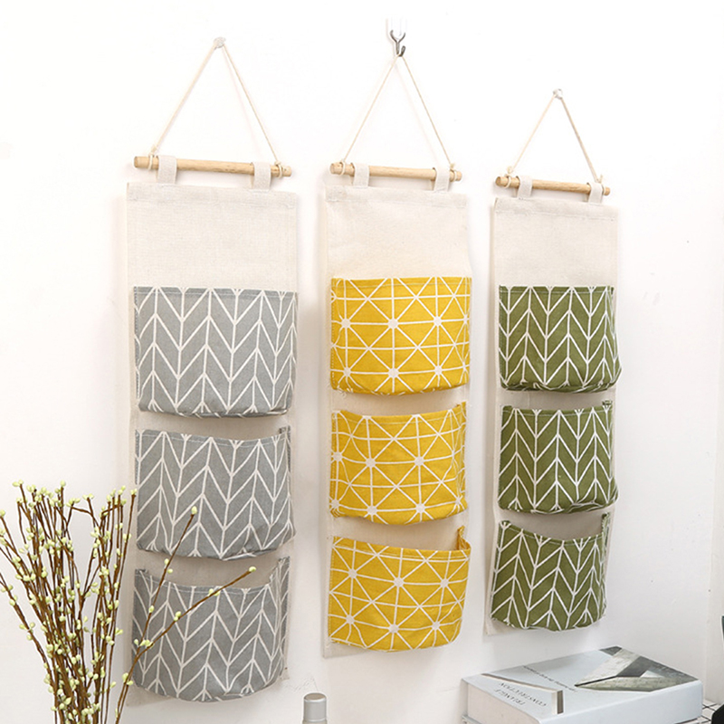 1PC Three Pockets Hanging Wall - đánh giá và giá Linen Bag Bulk