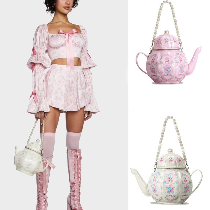 Pearl Chain Teapot Crossbody B - đánh giá và giá Linen Bag Bulk