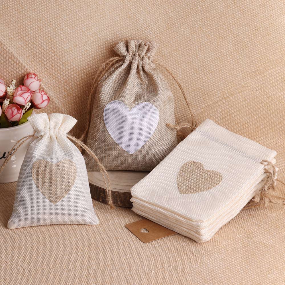 5pcs/lot Heart Linen Jewelry B - đánh giá và giá Linen Bag Bulk