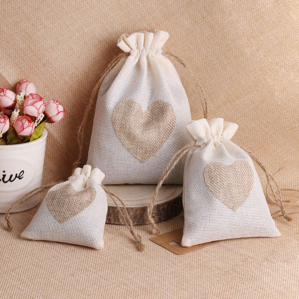 5pcs/lot Heart Linen Jewelry B - đánh giá và giá Linen Bag Bulk