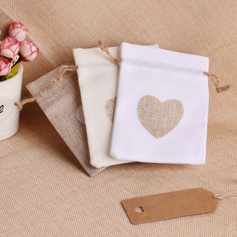 5pcs/lot Heart Linen Jewelry B - đánh giá và giá Linen Bag Bulk